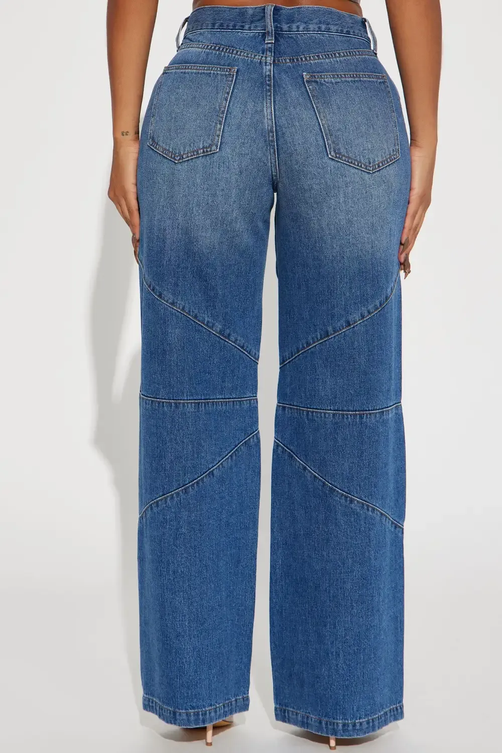 Isabella Drop Waist Tinted Baggy Jeans - Medium Wash