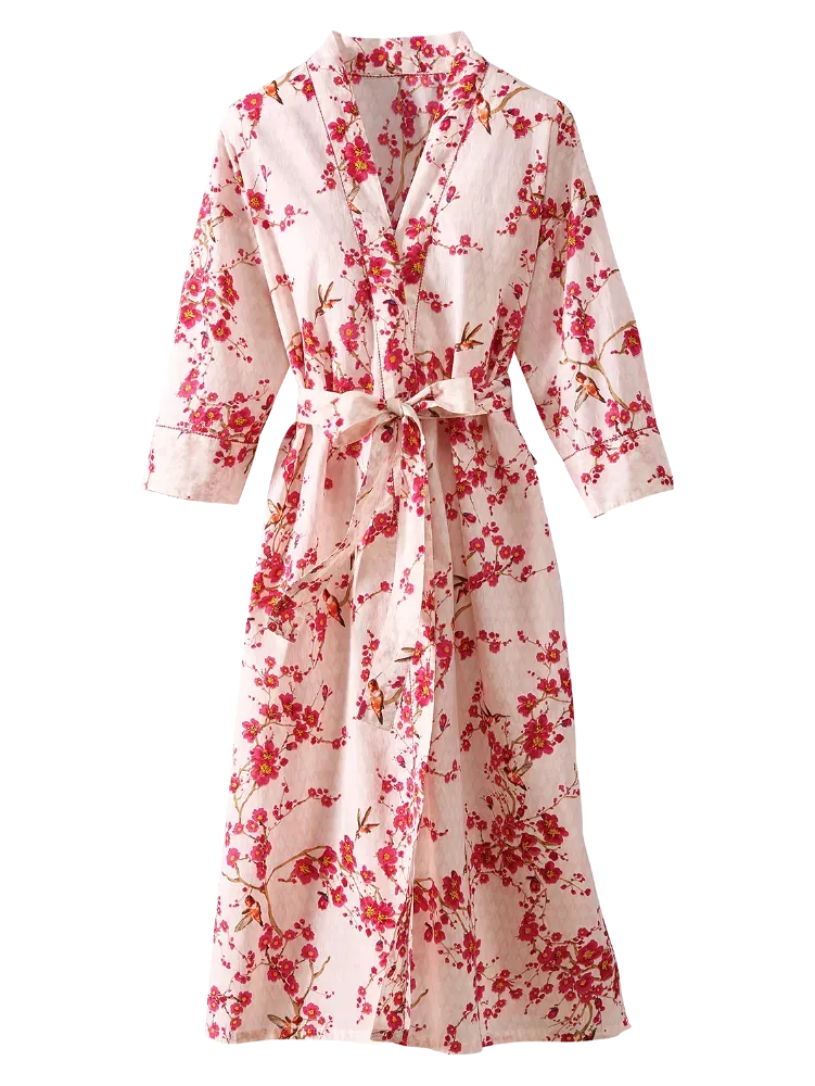 Ella Simone Hummingbird Cotton Lawn Wrap Robe