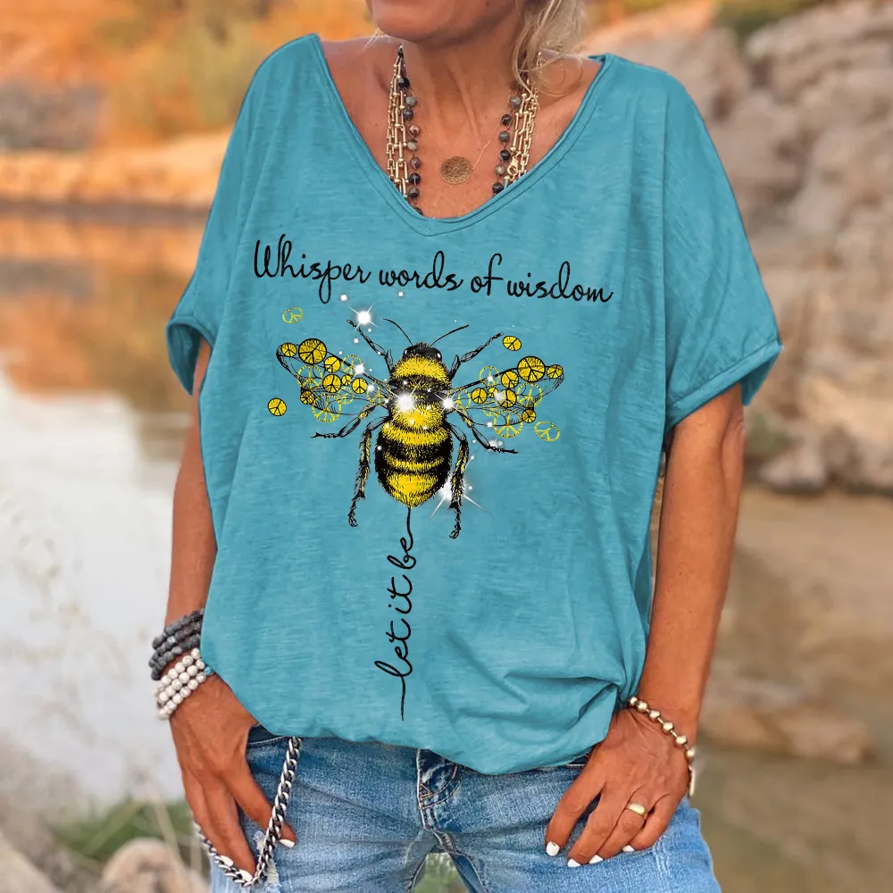 Whisper Words Of Wisdom Let It Be Bee Printed Graphic Tees