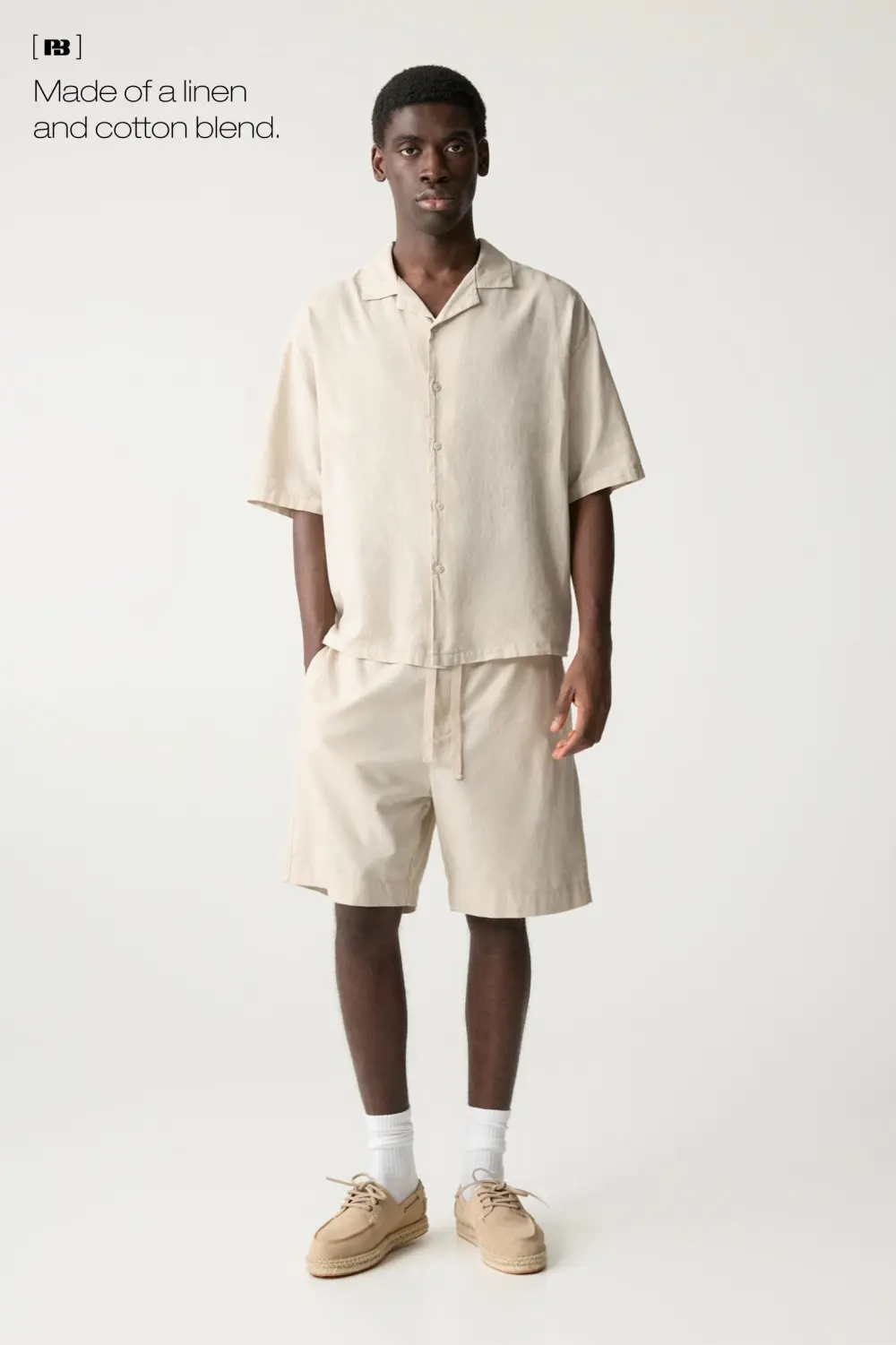 Linen blend jogger Bermuda shorts