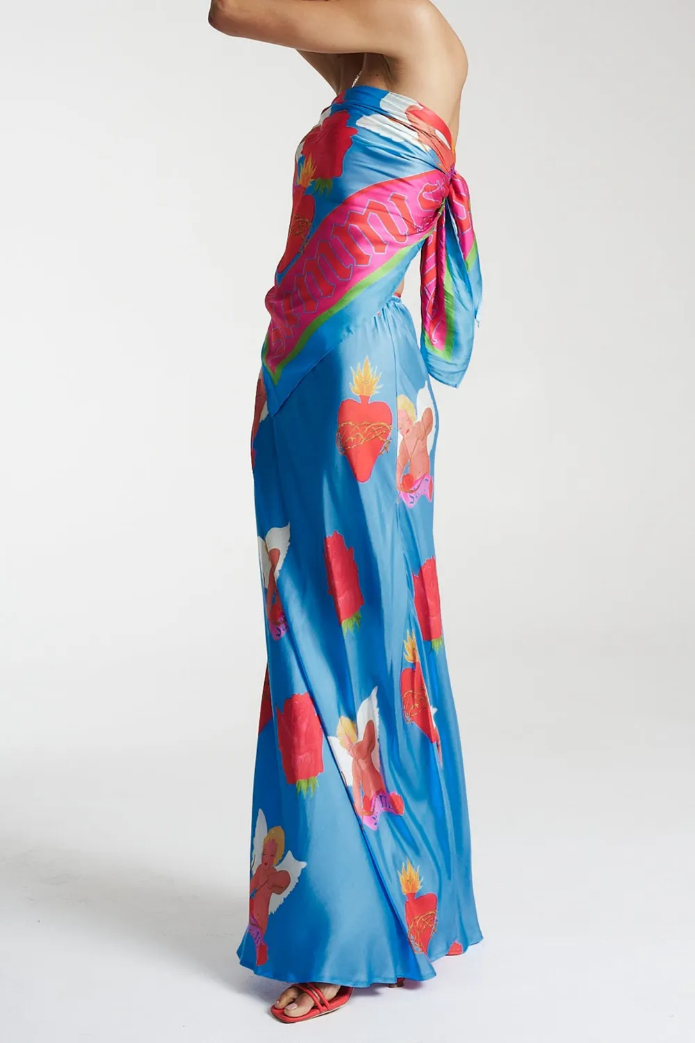 Daily Holiday Floral Print Blue Skirt