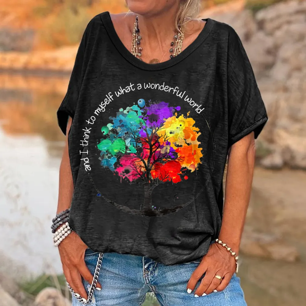 And I Think To Myself What A Wonderful World Printed Women's T-shirt