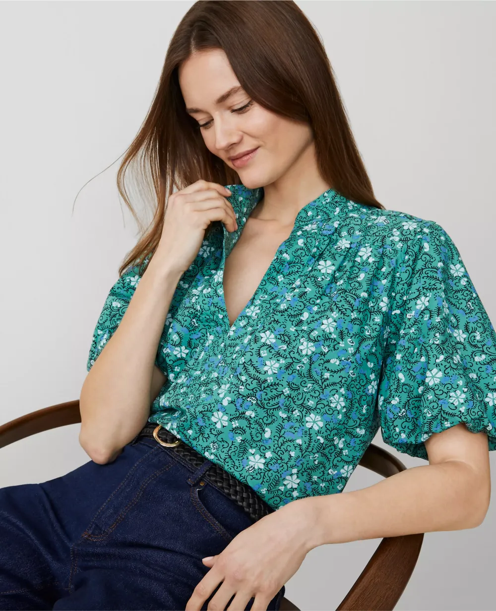 Floral Puff Sleeve Popover
