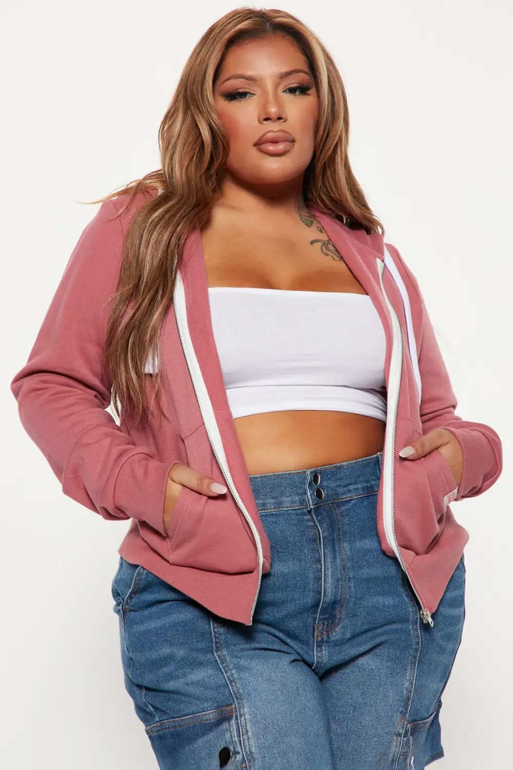 Relaxed Vibe Zip Up Jacket - Pink