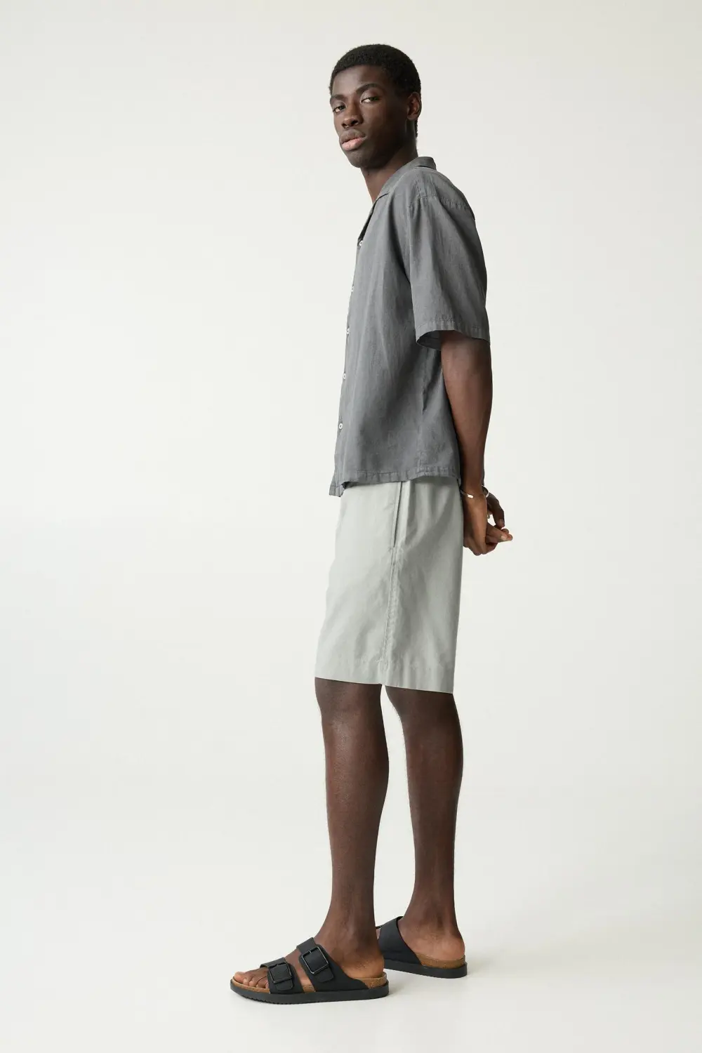 Linen blend jogger Bermuda shorts