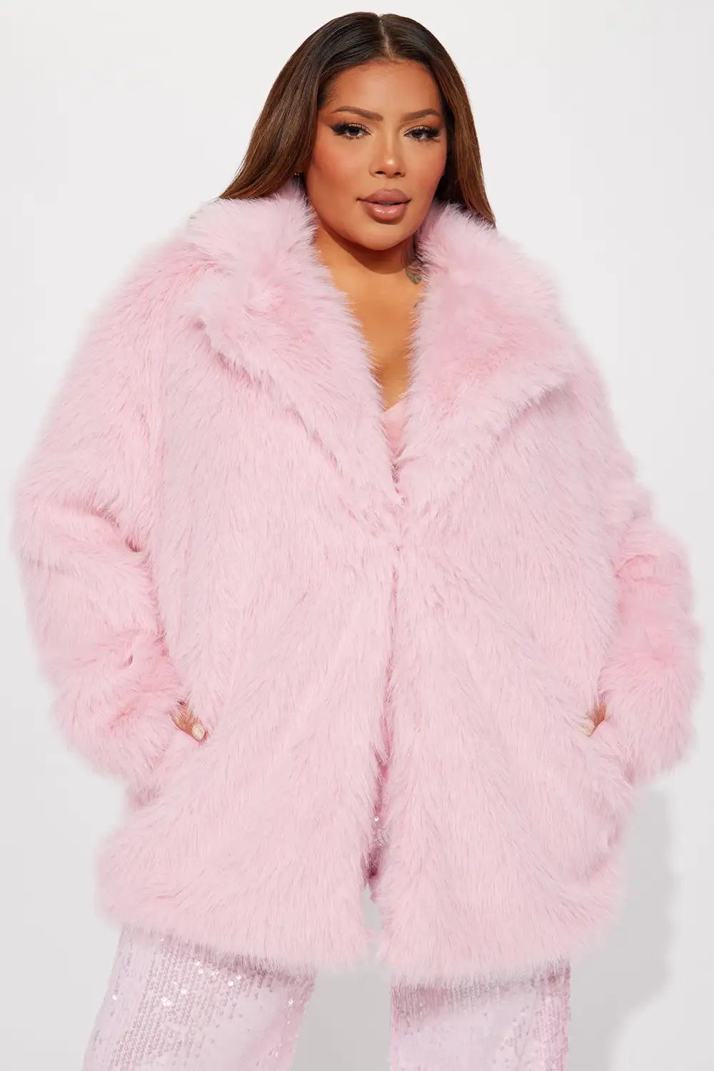 Legally Bomb Faux Fur Coat - Pink