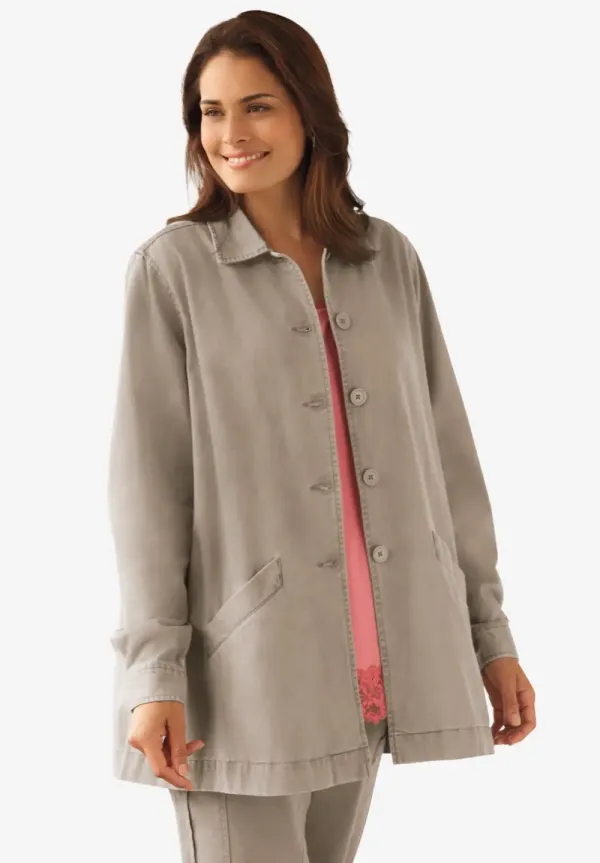 Pleat-Back Denim Jacket