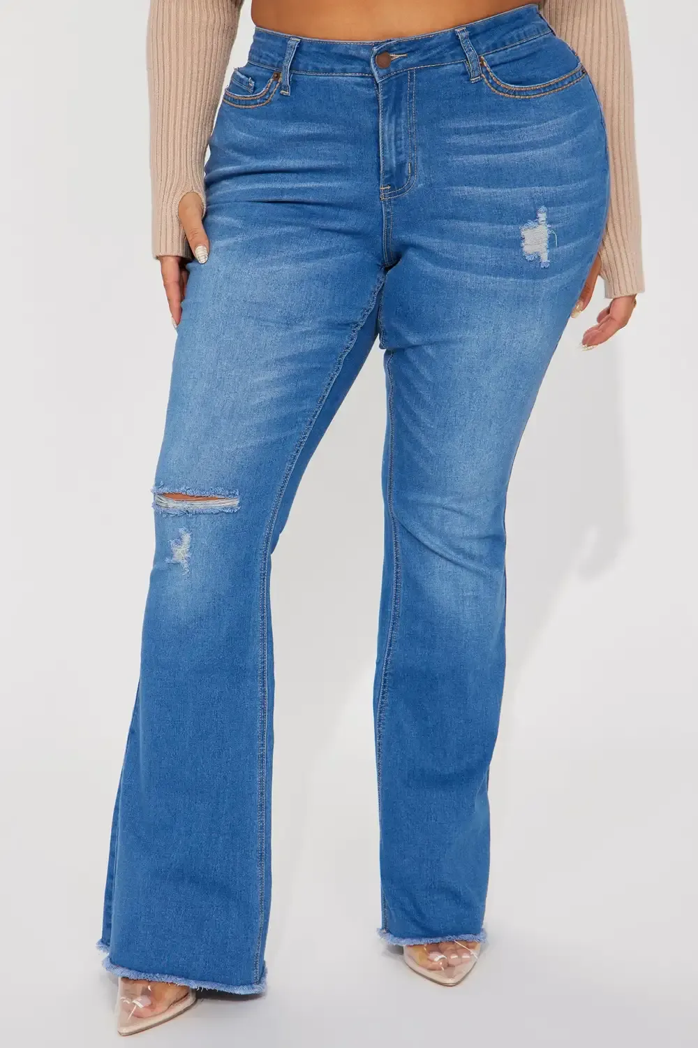 Dallas Mid Rise Stretch Flare Jeans - Medium Wash