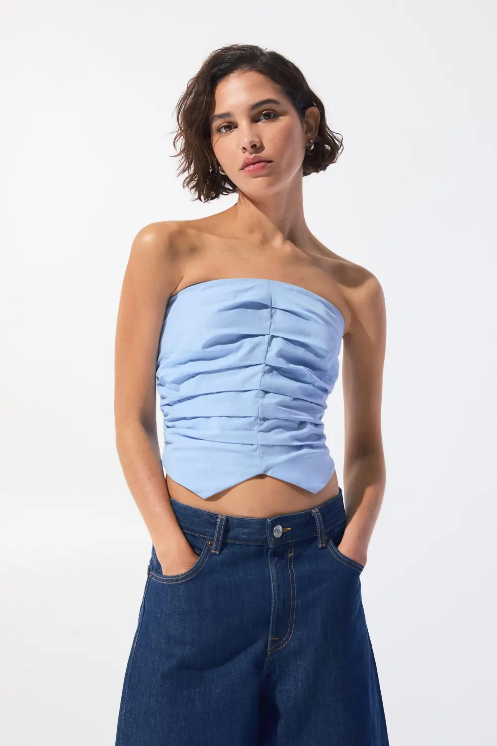 Strapless corsetry-inspired top