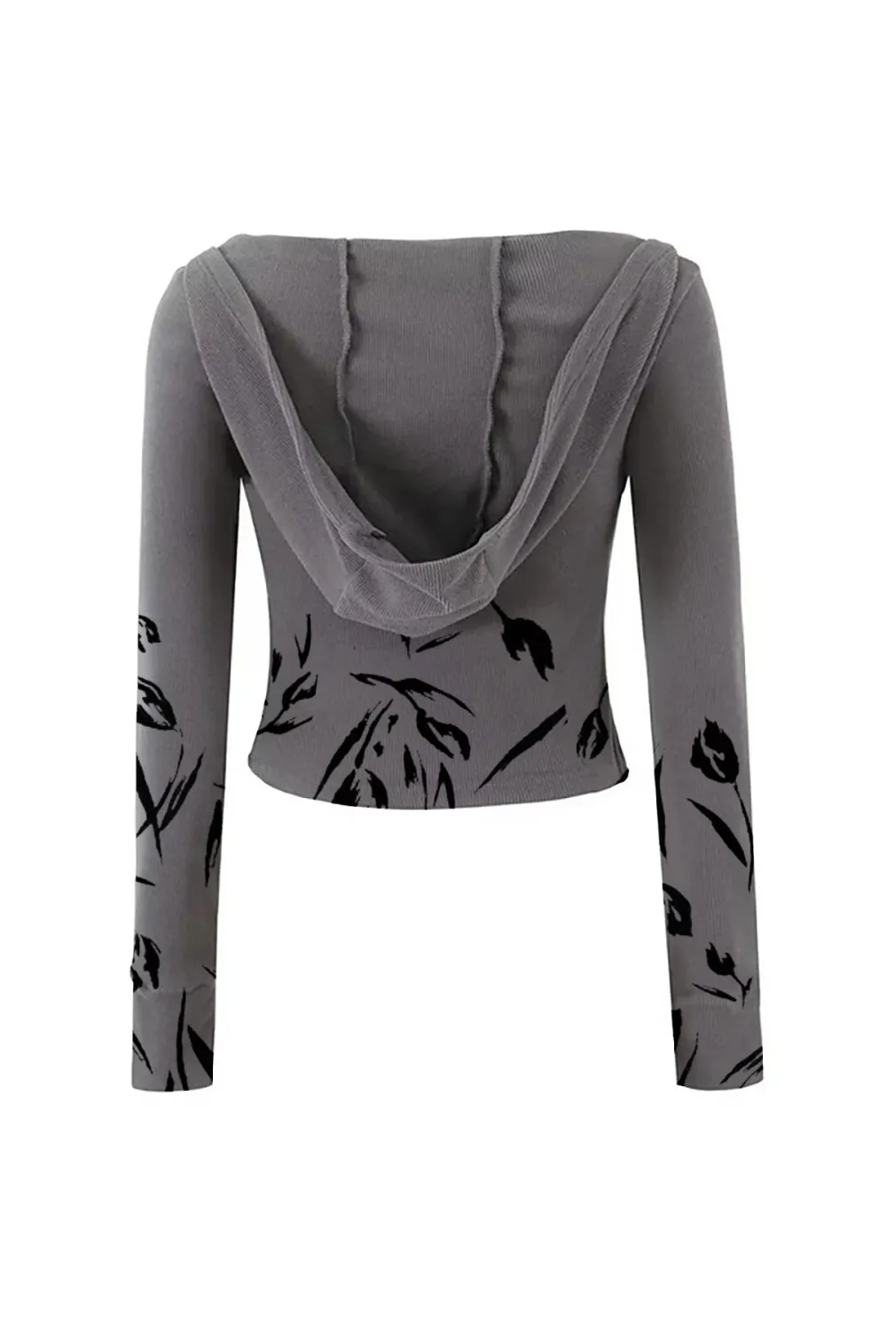 Cute Bow Lace Scoop Neck Kangaroo Pocket Ribbed Crop Hooded Top