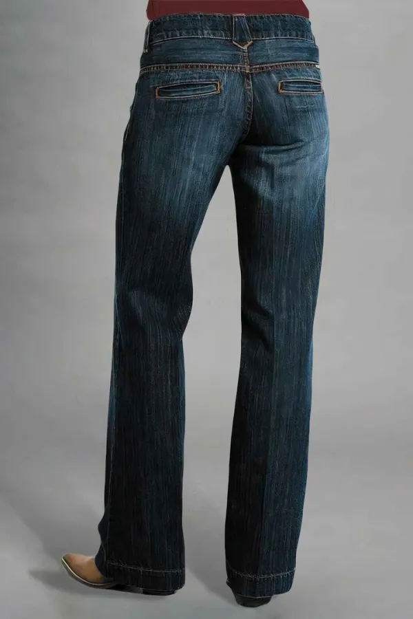 Vintage Oblique Button Mid Waist Straight Leg Jeans