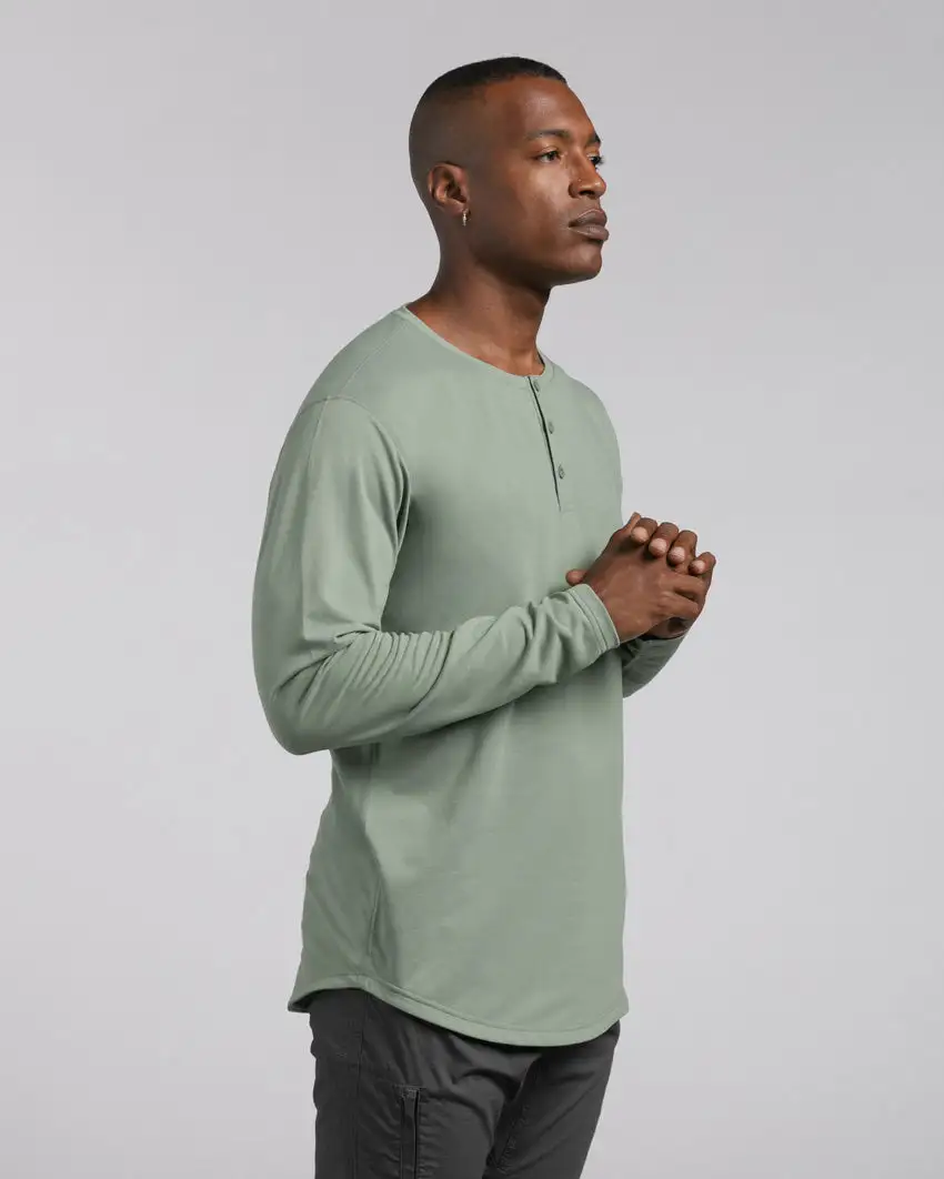 Henley Drop-Cut Long Sleeve: Lux