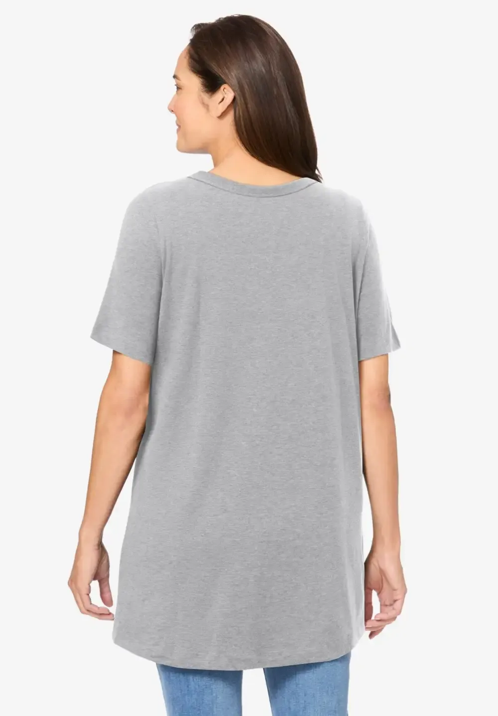 Perfect Short-Sleeve Shirred V-Neck Tunic