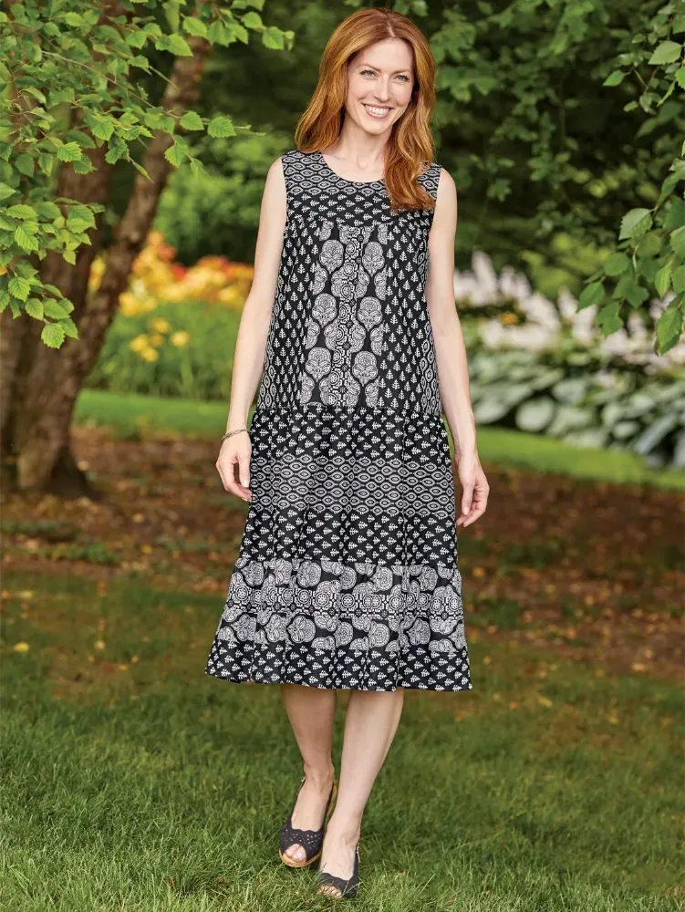 Sleeveless Cotton Tiered Lounge Dress