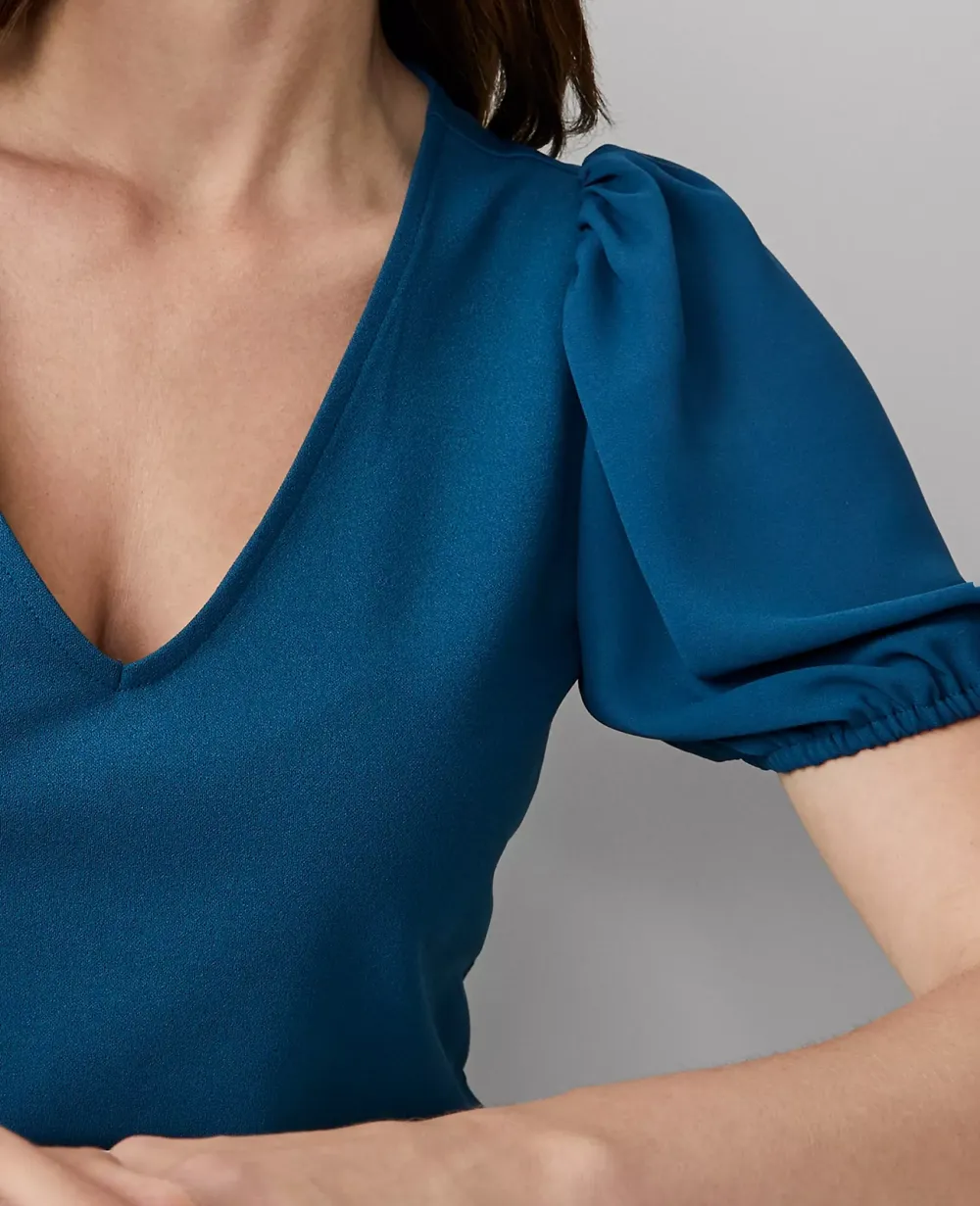 Puff Sleeve V-Neck Top