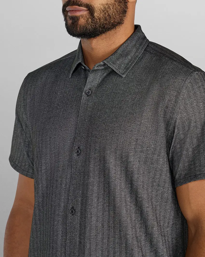 Herringbone Short Sleeve Button Down