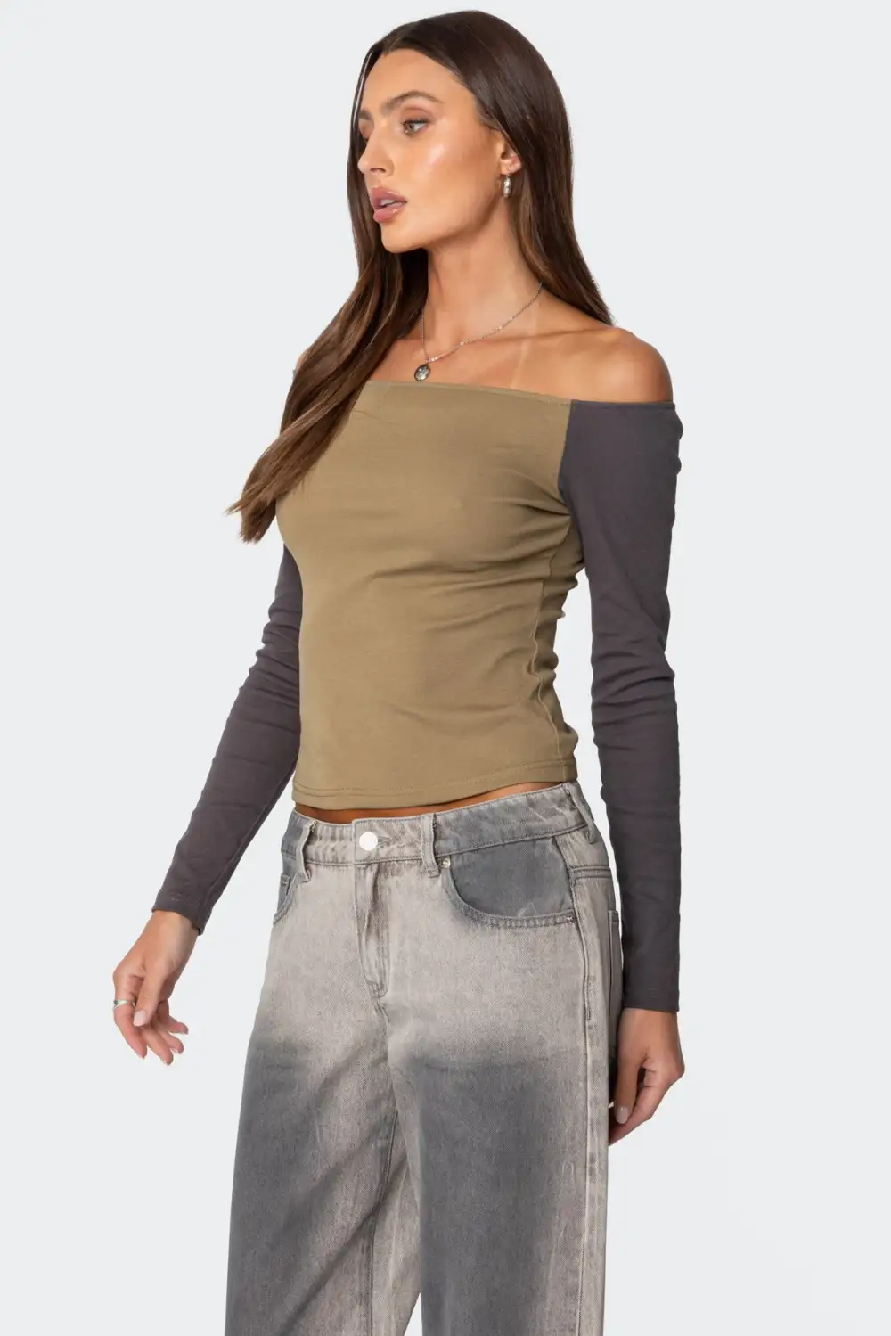 Contrast Off Shoulder Top