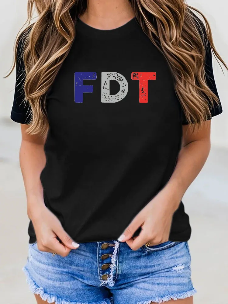 Women's Short Sleeve Round Neck Pure Cotton T-Shirt