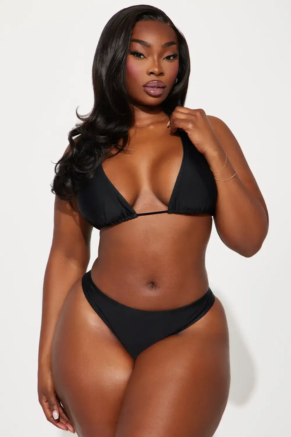 Summer Fling Ruffle 3 Piece Bikini Set - Black