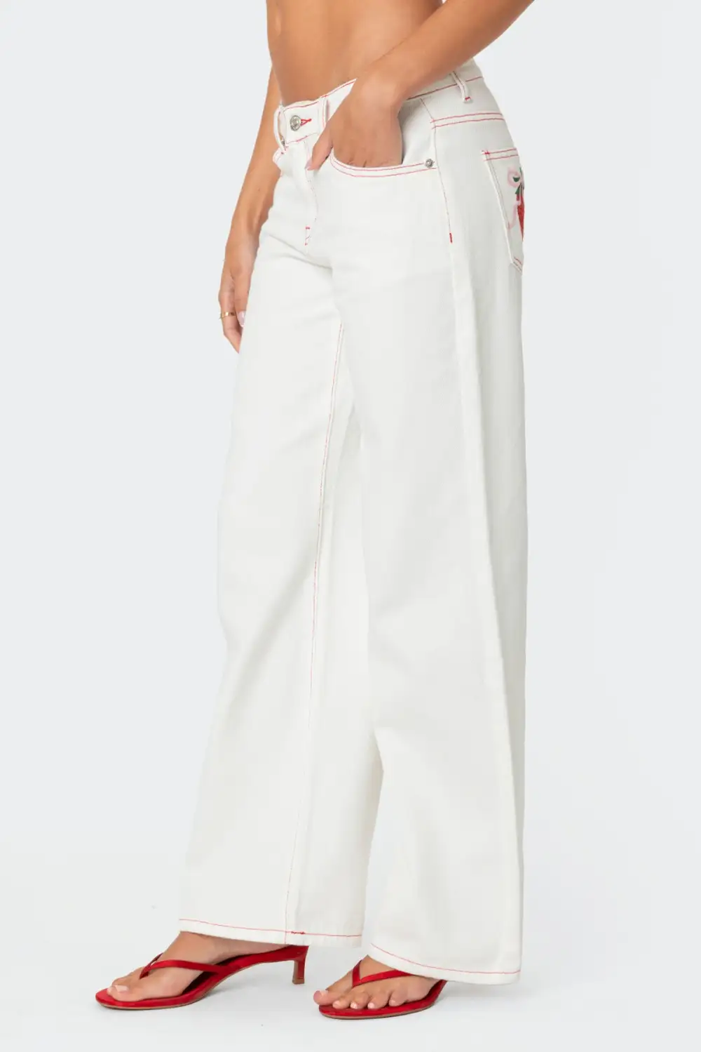 Strawberry Bow Pocket Jeans