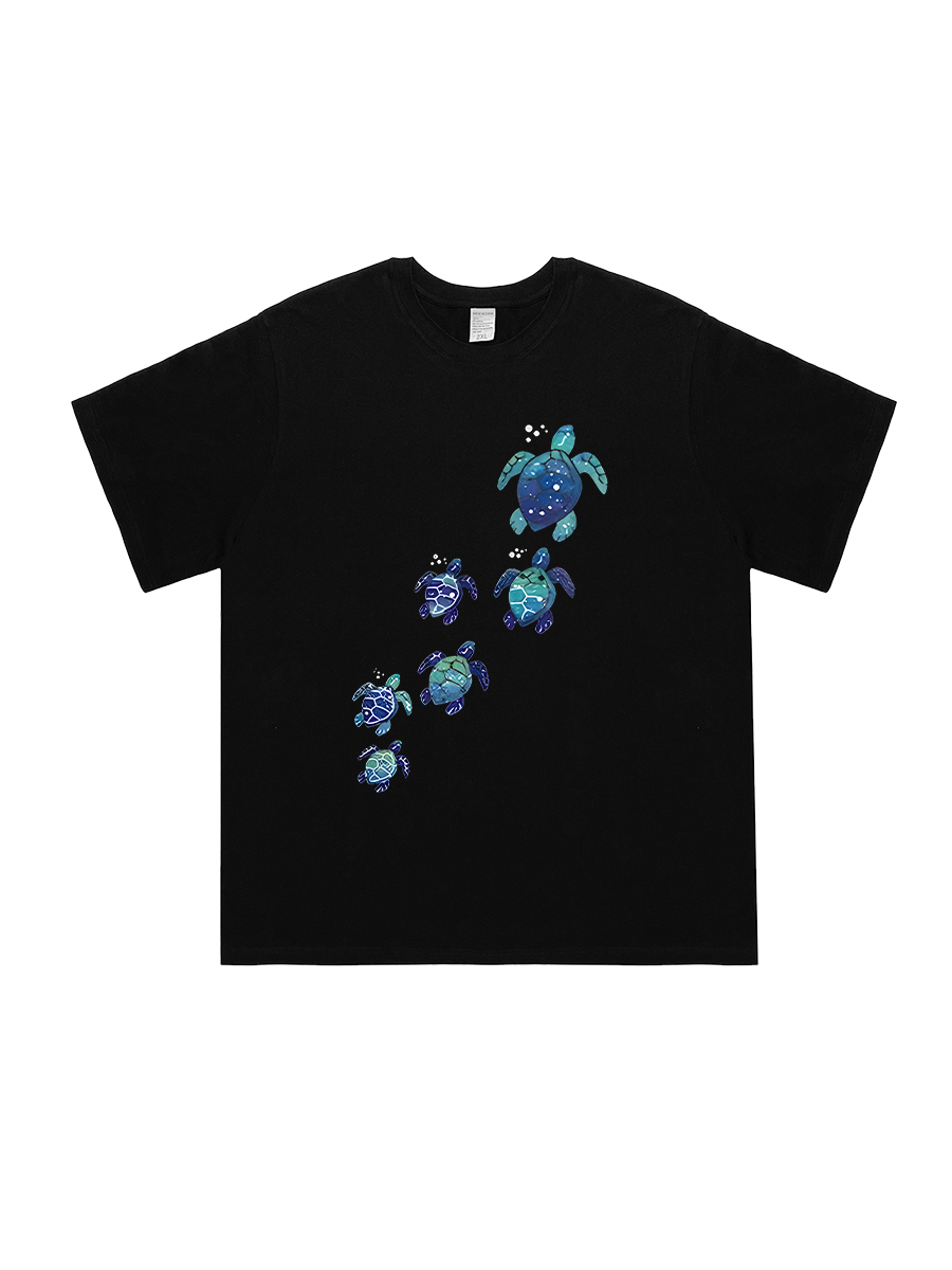 Sea Turtle Galaxy Style Print T-Shirt