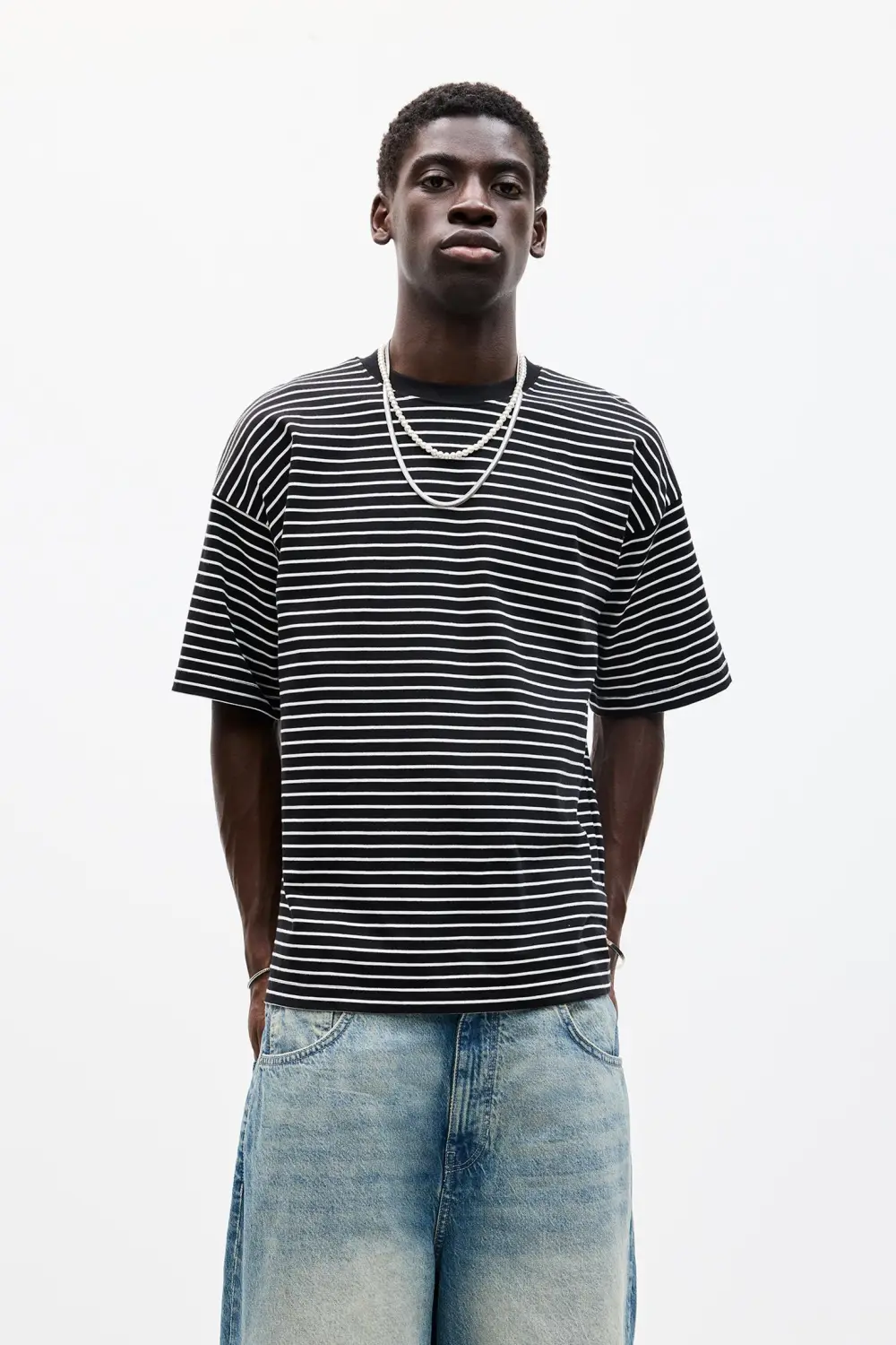 Striped boxy-fit T-shirt