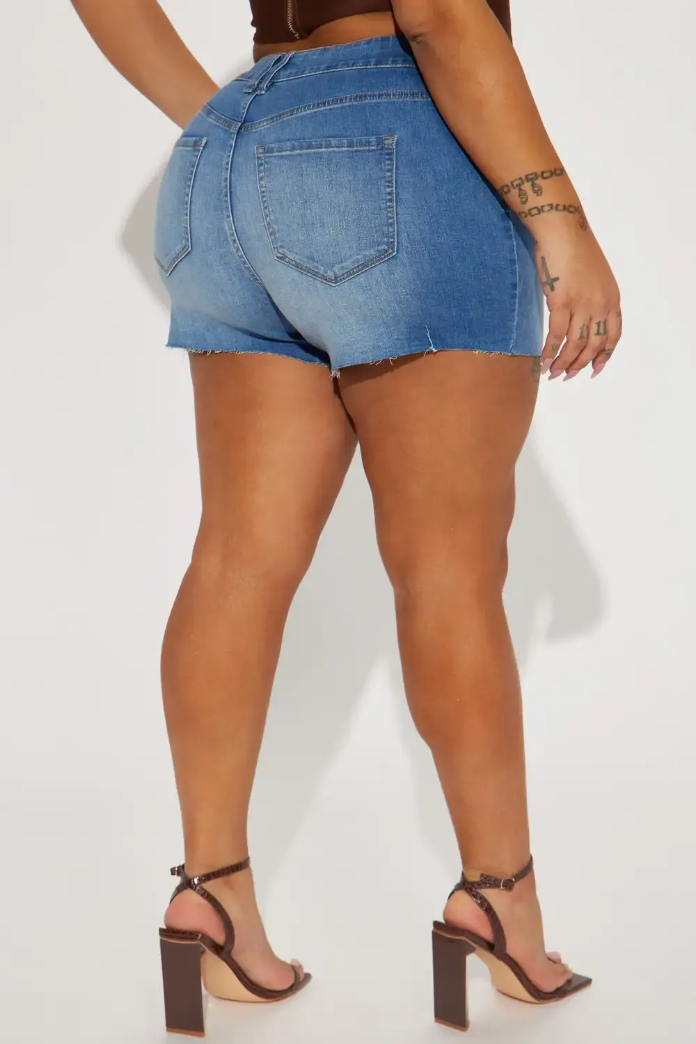 The Time Is Now Low Rise Lace Up Stretch Denim Shorts - Medium Blue Wash