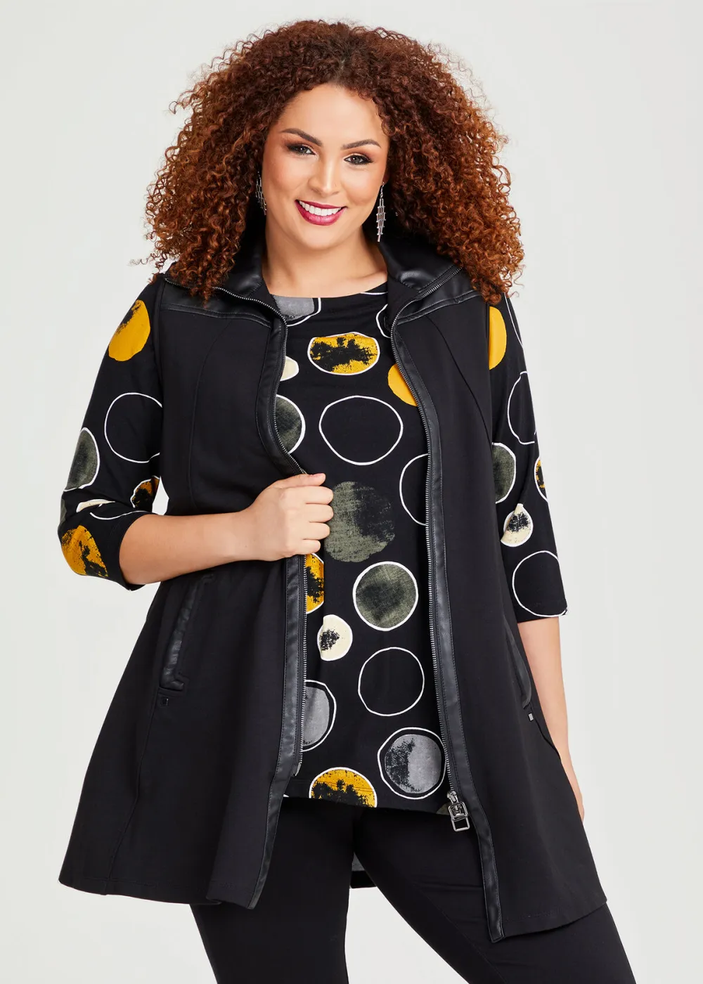 Zip Bamboo Ponte & Faux Leather Vest