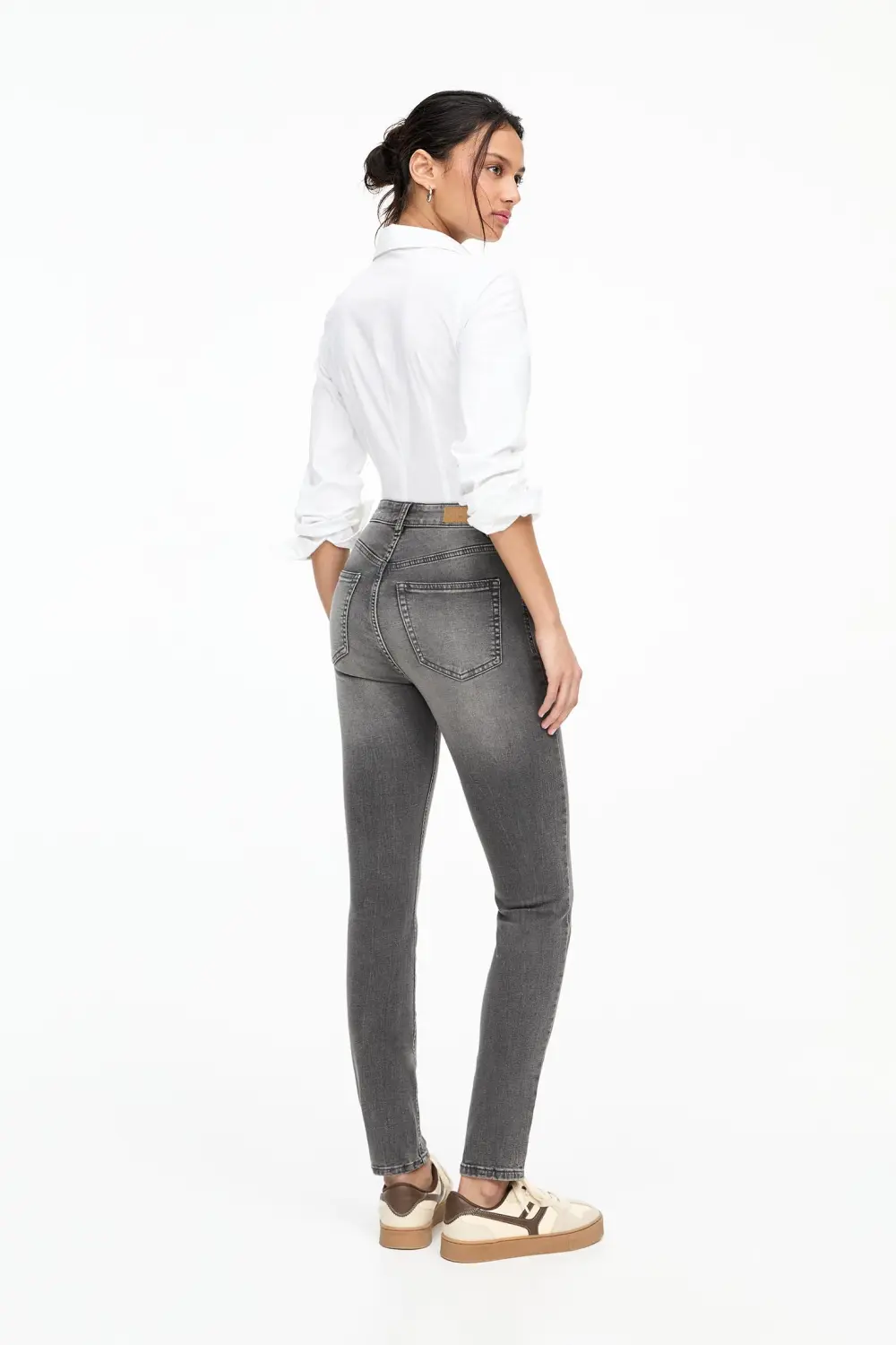 Jeans skinny tiro alto