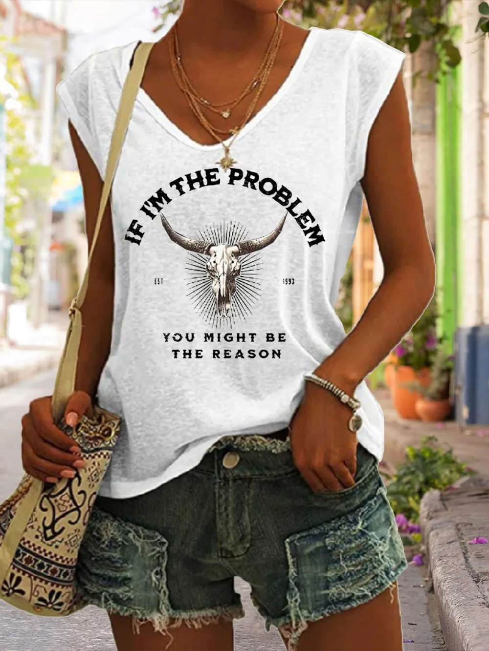 Women's   If I'm The Problem You Might Be The Reason Est1993 Printed T-shirt