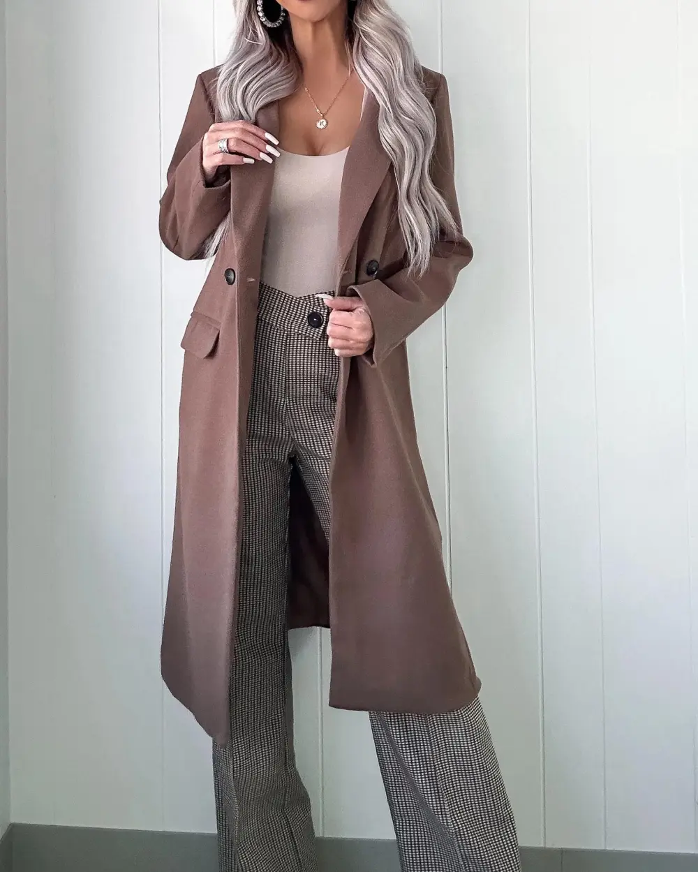 Casual Style Coat - Brown