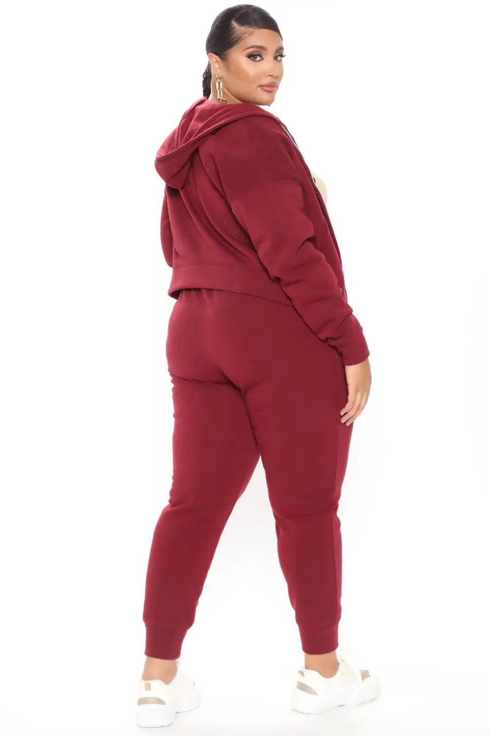 I Got This Zip Up Jacket And Jogger Set - Burgundy
