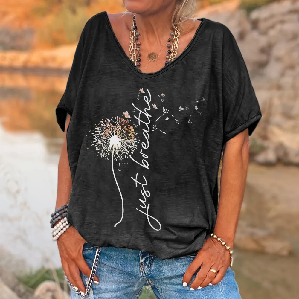 Custompupshirt Just Breathe Printed Women's T-shirt