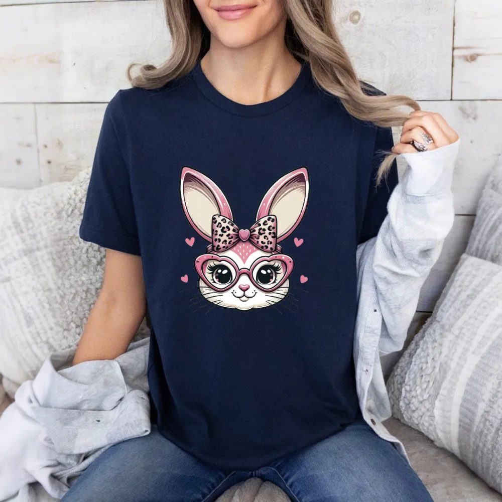 Cute Bunny Head Pattern Casual T-Shirt