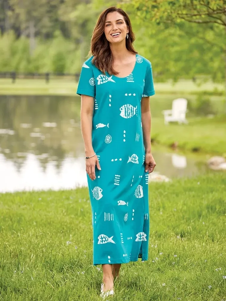 M.MAC Rock Fish Cotton Knit Ankle-Length Dress