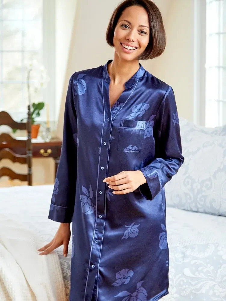 Women's Brushed-Back-Satin Orchid Nightshirt