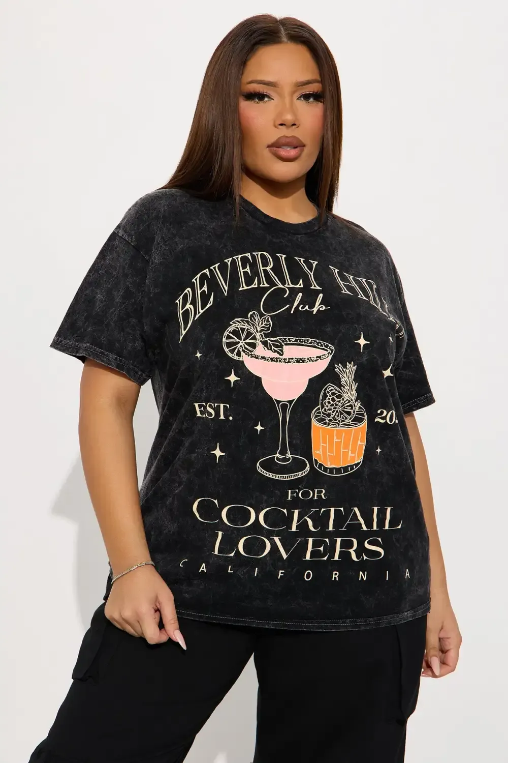 Beverly Hills Cocktail Lovers Washed Tee - Black