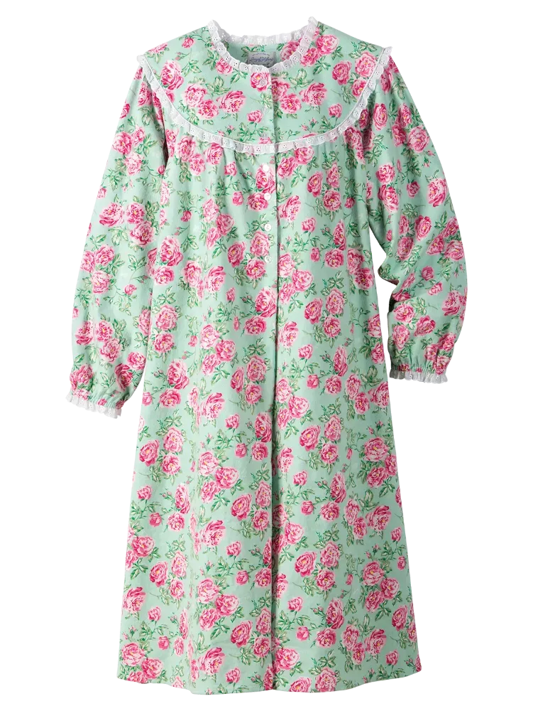 Lanz Nantucket Rose 44 Inch Flannel Nightgown