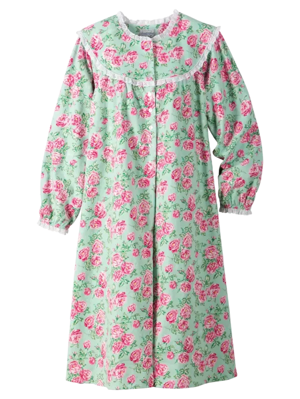 Lanz Nantucket Rose 44 Inch Flannel Nightgown