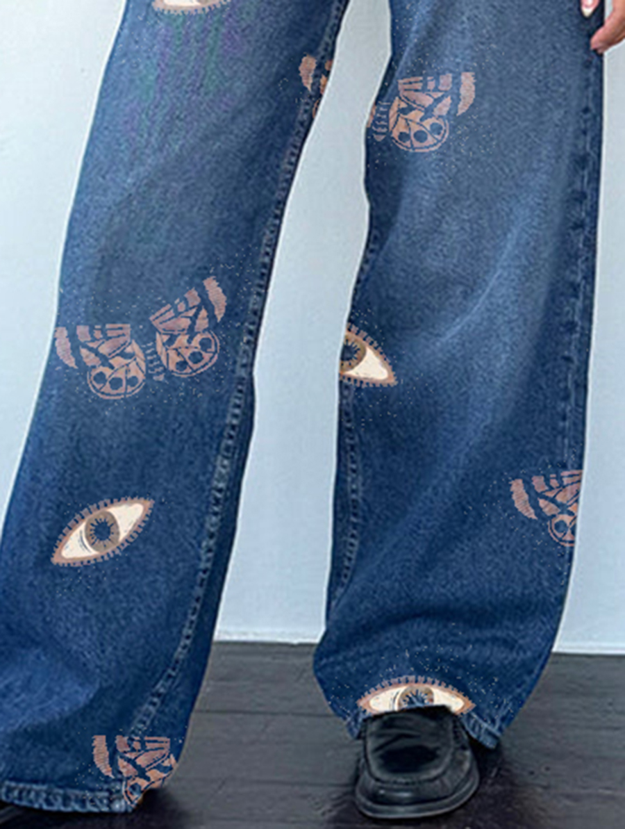 College Blue Roomy Extra Wide Low Rise Jeans