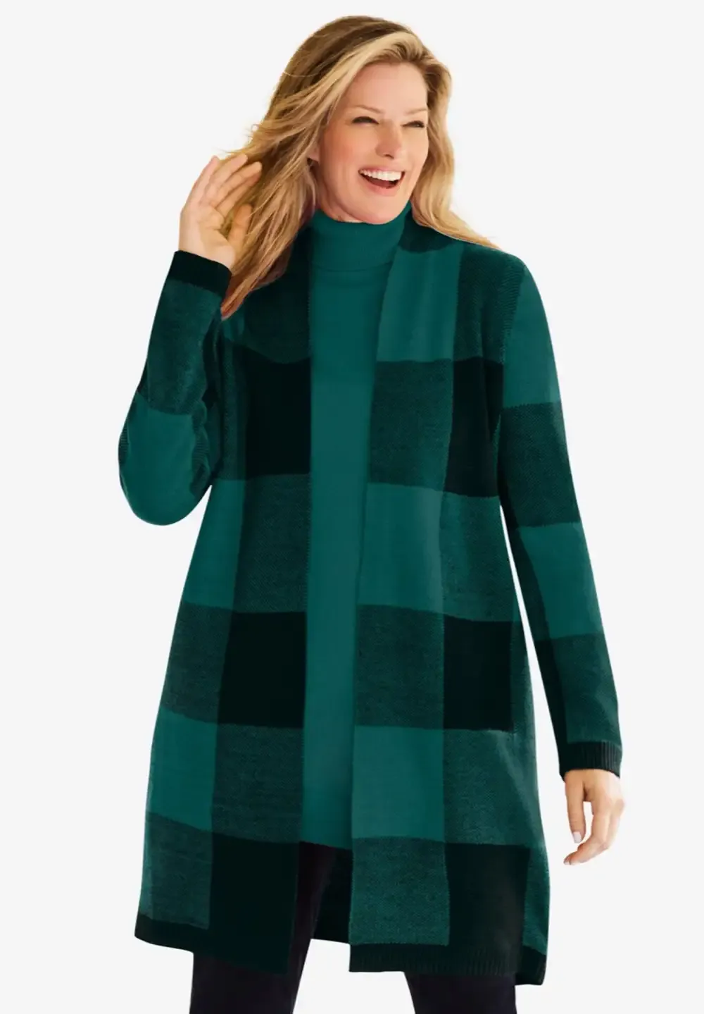 Jacquard Open Front Duster Sweater