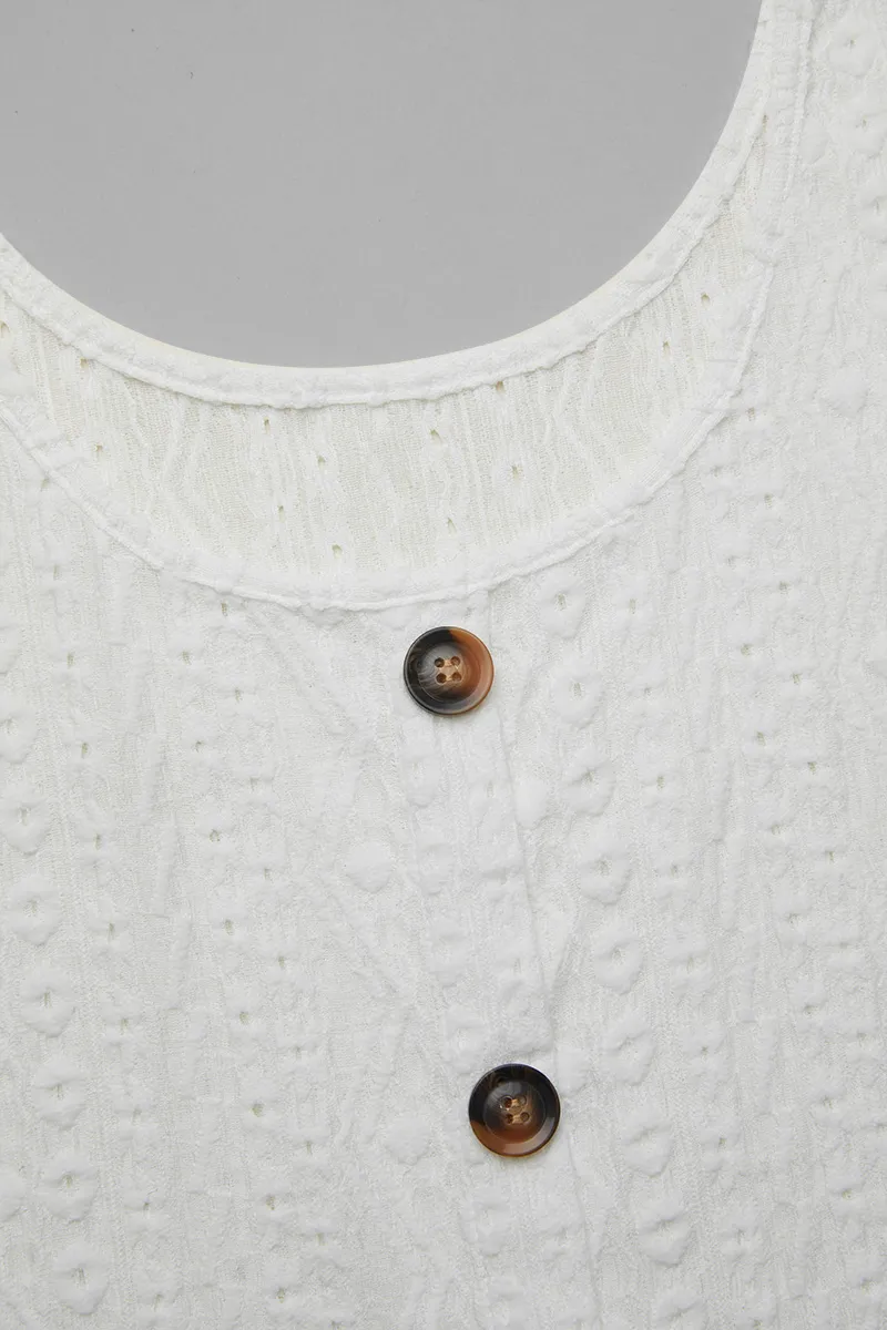 Eyelet Embroidery Button Up Tank Top