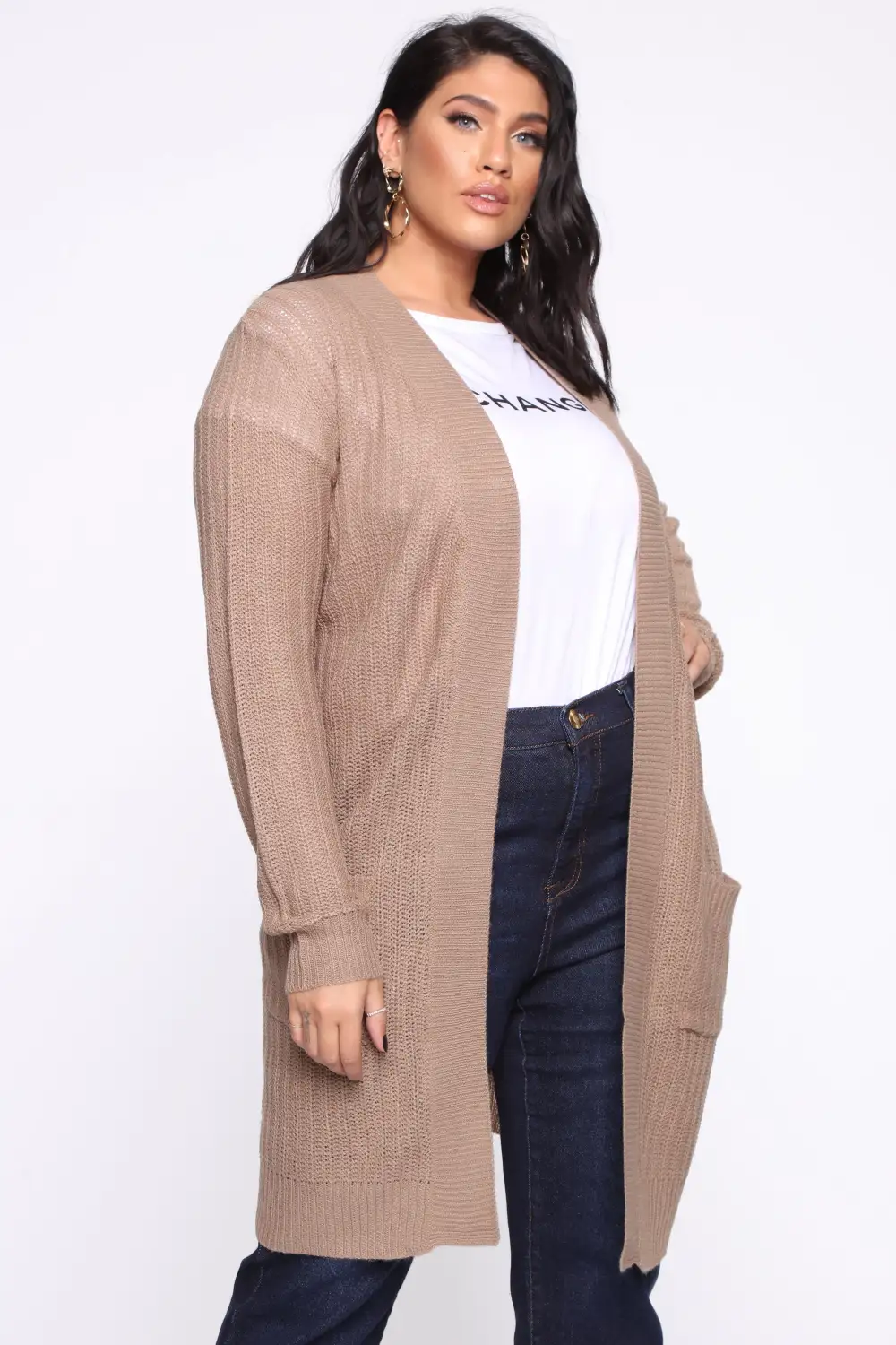 Throw It On Ribbed Cardigan - Khaki