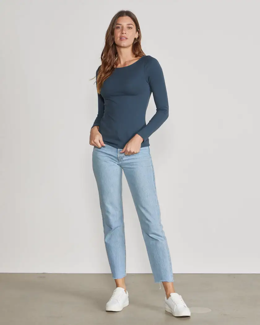 Drift Fitted Boat Neck Long Sleeve