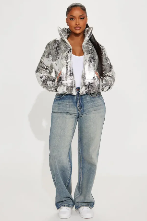 Snakes In The Garden Bomber Jacket - Silver