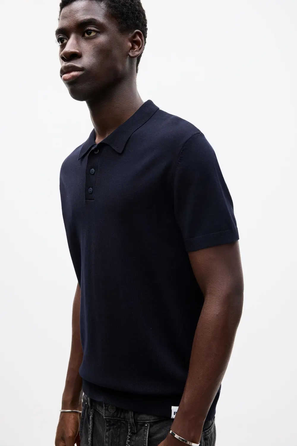 Short sleeve knit polo shirt