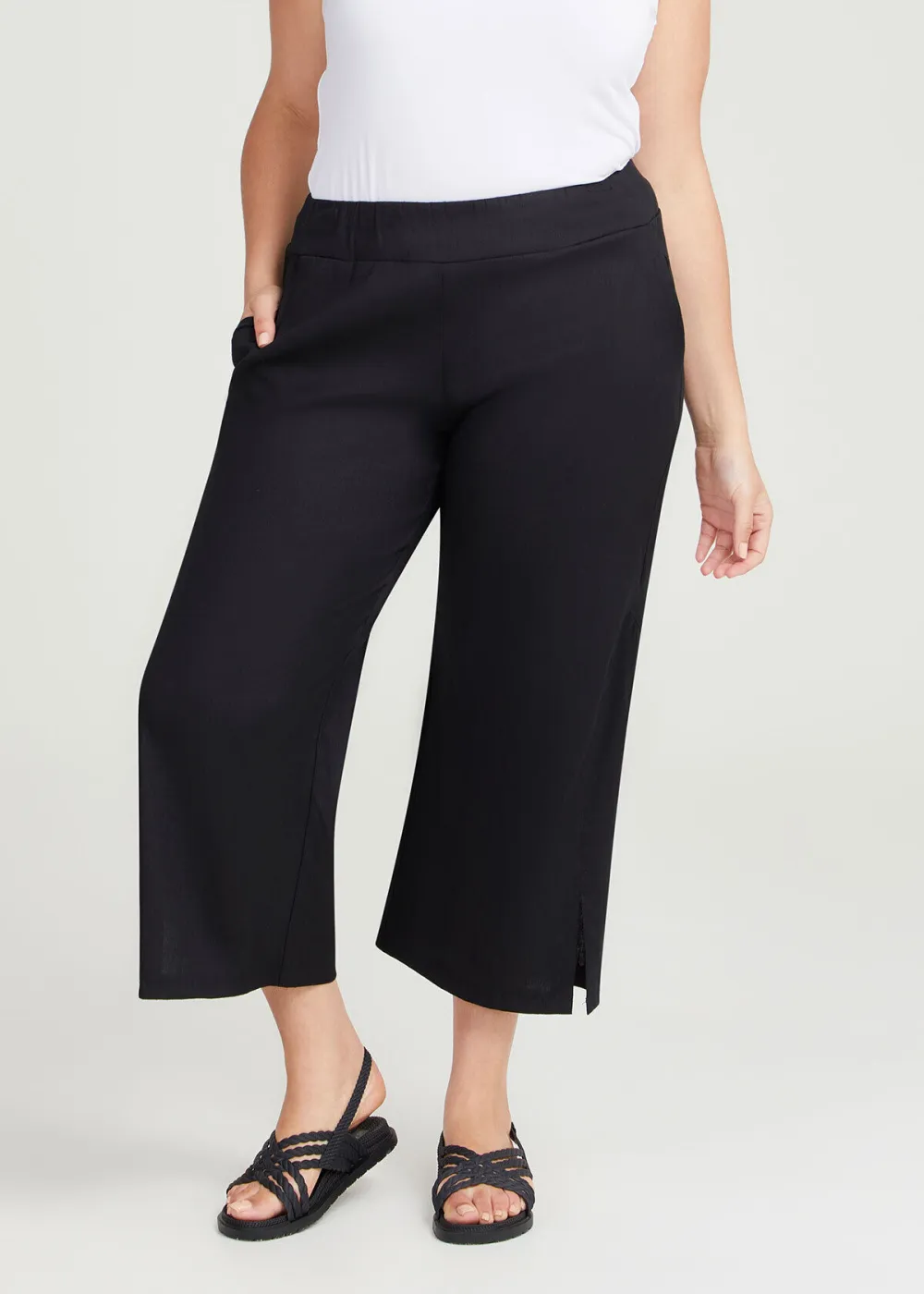 Stretch Linen Foundation Crop Pant