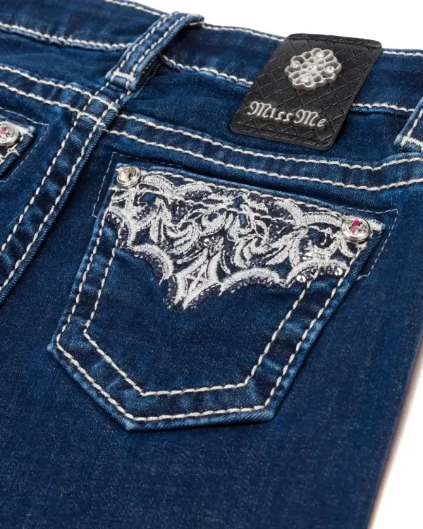 Girls Silver Web Straight Jeans