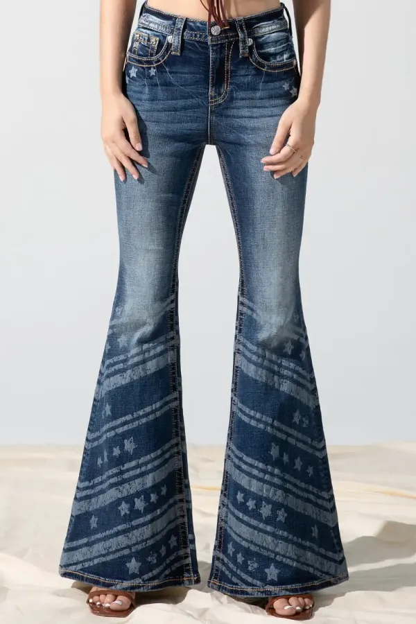 Stars n Stripes High Rise Flare Jeans