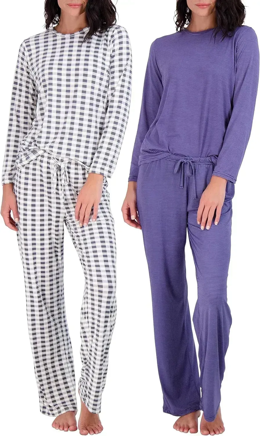 2 Pack: Women’s Pajama Set Super-Soft Short & Long Sleeve Top With Pants (Available In Plus Size)